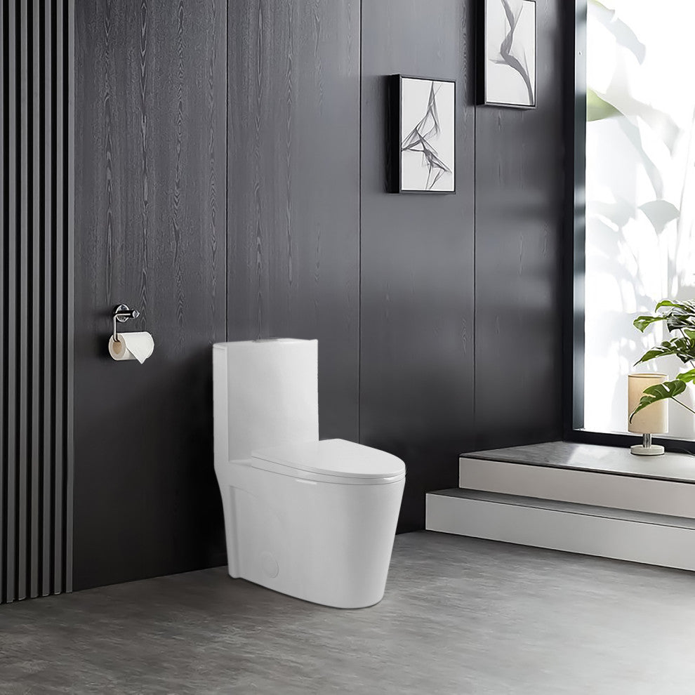 1.28 GPM White One-Piece Elongated Toilet,Soft Close Seat Included
