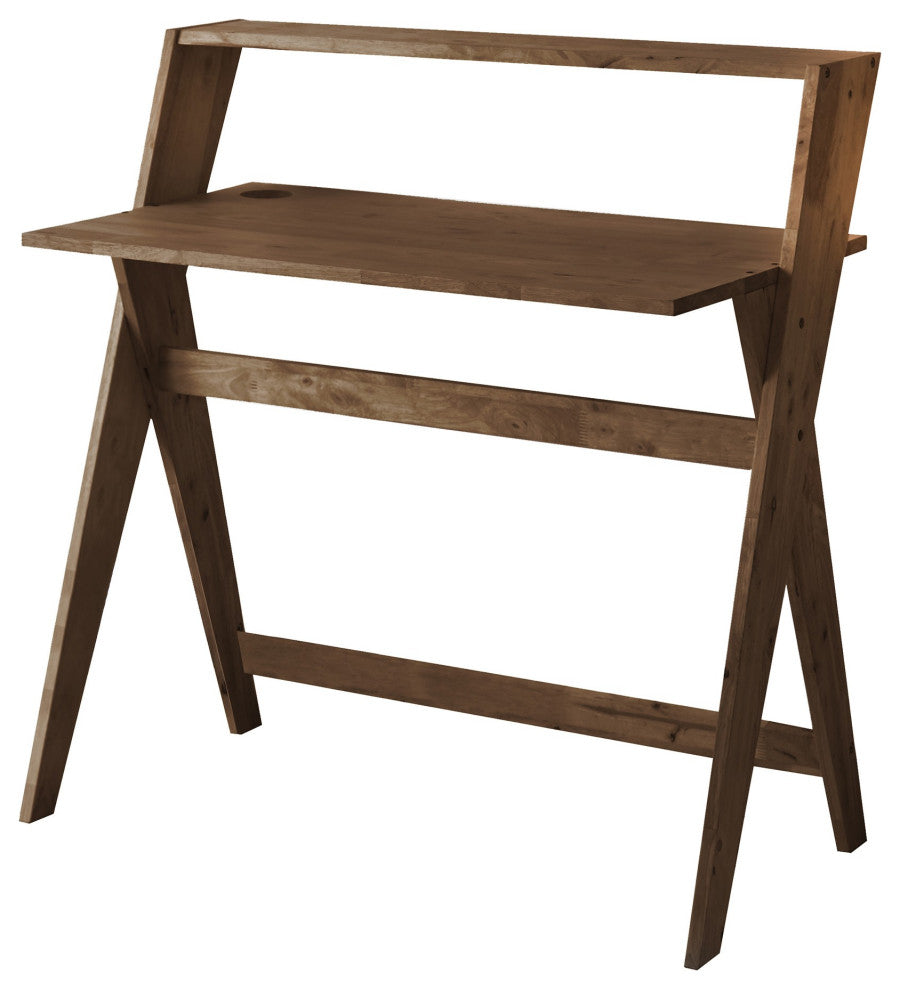 Modern Espresso Wood Crisscross Study Desk