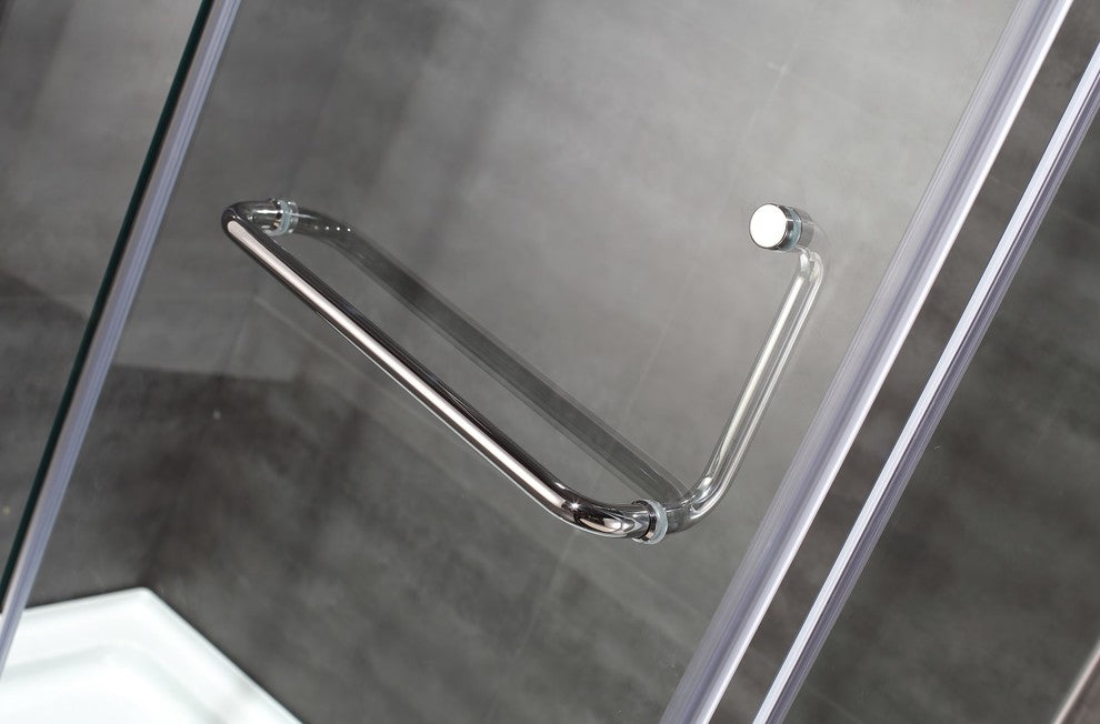Aston 36"x36"x75" Neo-Angle Semi-Frameless Shower Enclosure, Chrome