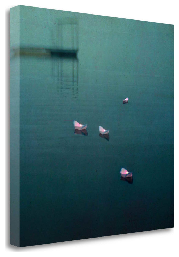 20" Little Boat Lanterns in Water Giclee Wrap Canvas Wall Art