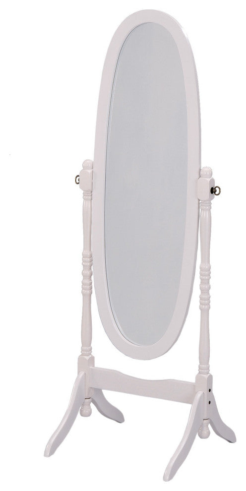Classic White Finish Cheval Standing Oval Mirror