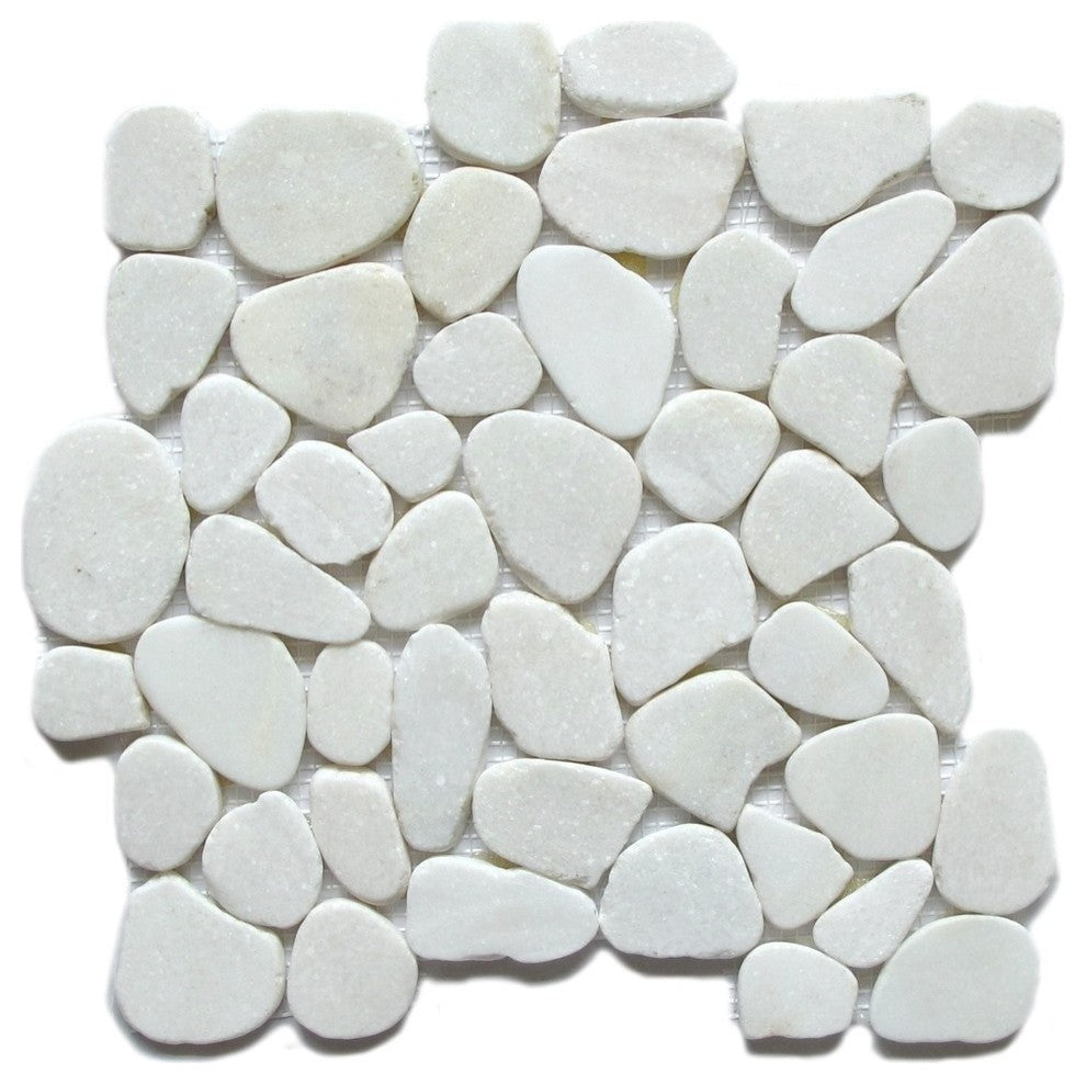 Snow Flake  12x12 Natural Interlocking Pebbles Tiles, 10 Sq. Ft.
