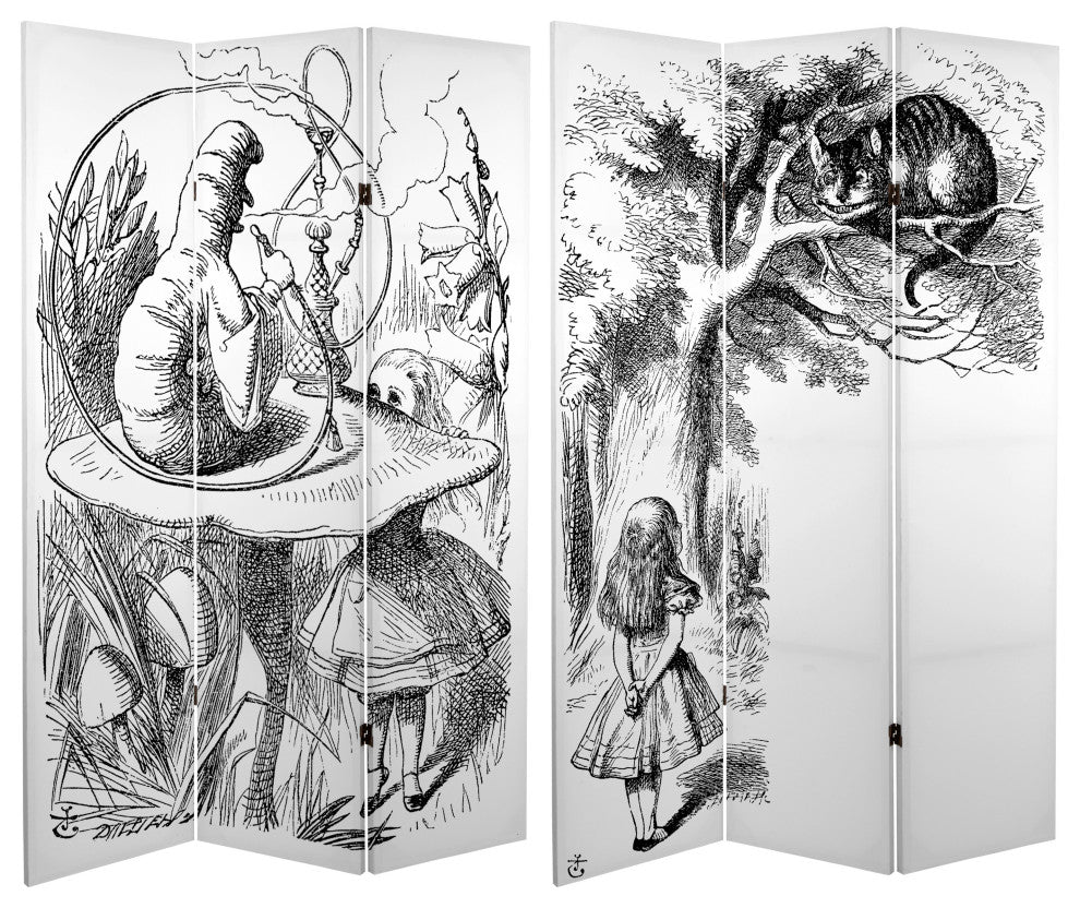 6' Tall Double Sided Alice in Wonderland Canvas Room Divider