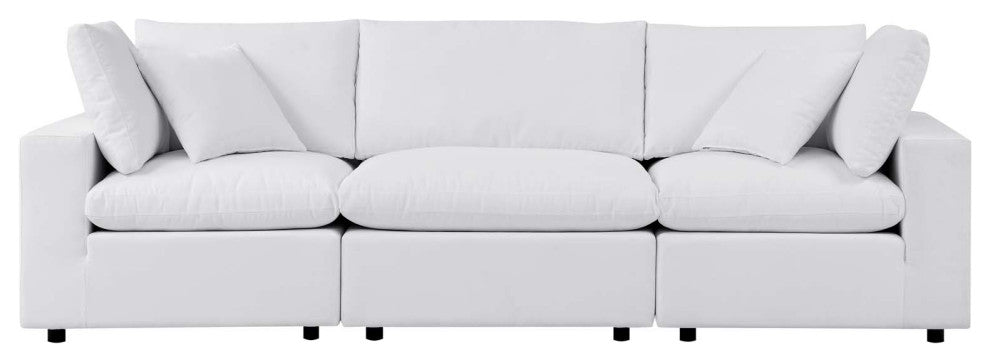 Modular Lounge Deep Sofa, Sunbrella, White, Modern, Outdoor Patio Hospitality