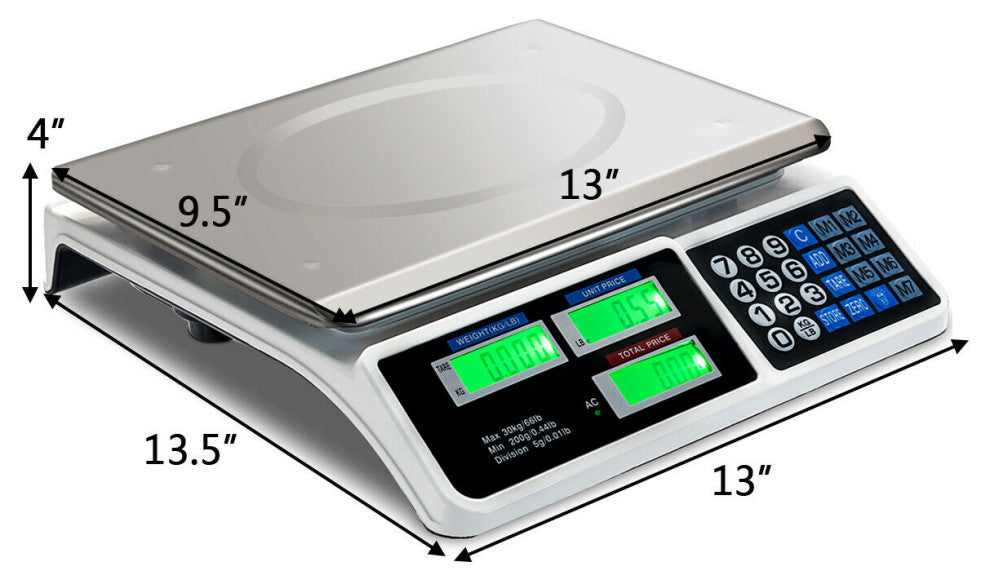 66Lbs Digital Weight Scale Price Computing Retail Count Scale Food Meat Scales