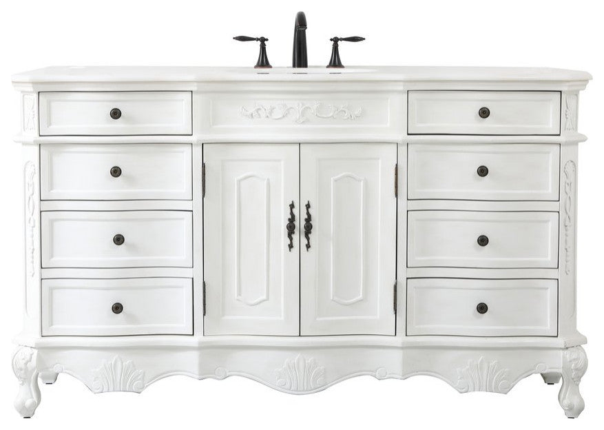 Elegant VF10160AW 60"Single Bathroom Vanity, Antique White