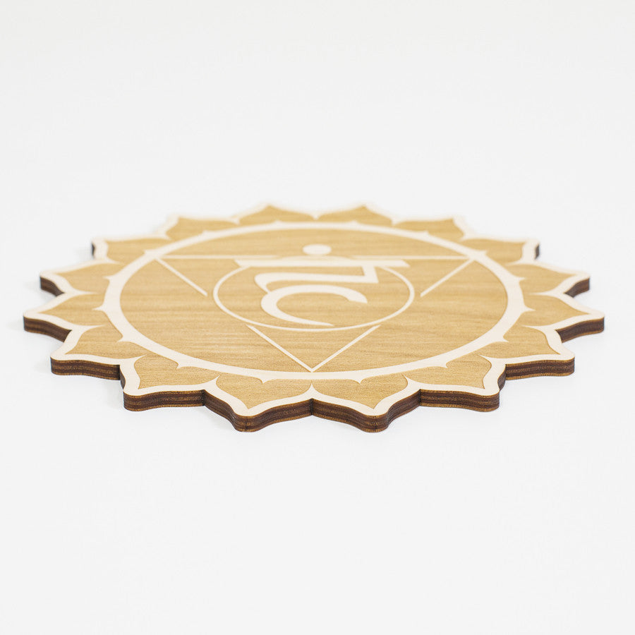 Sun Moon Face Engraved Cut Wood Sign, 12"x12"