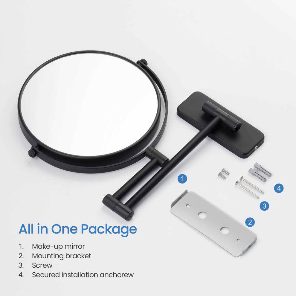 Circular Magnifying Makeup/shaving Mirror, Matte Black