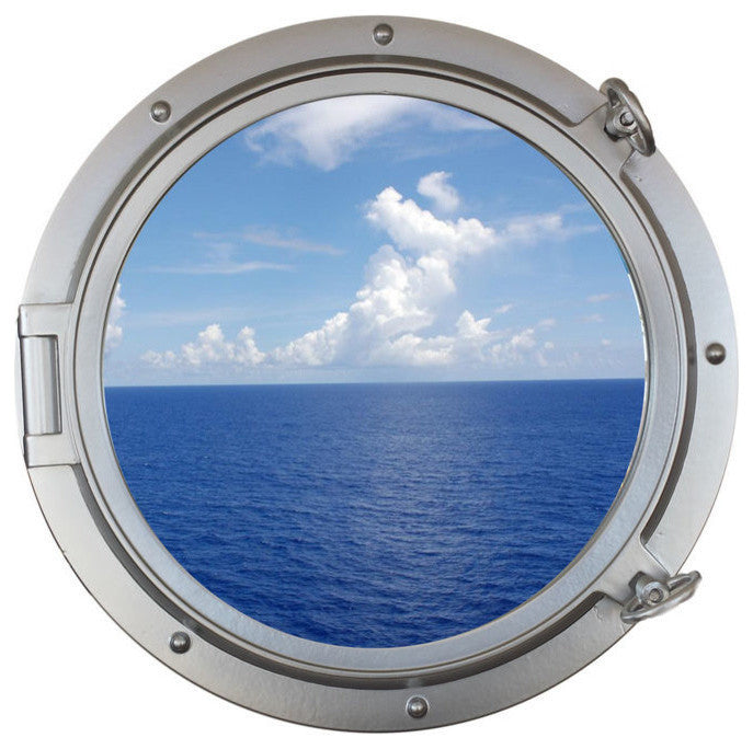Decorative Ship Porthole Window, Silver, 24"