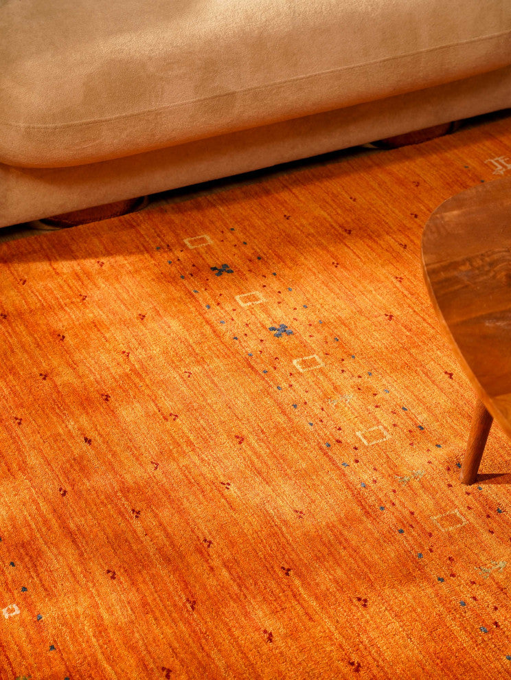 HAND KNOTTED LOOM WOOL ECO-FRIENDLY AREA RUGS- Rectangle, Orange, Contemporary