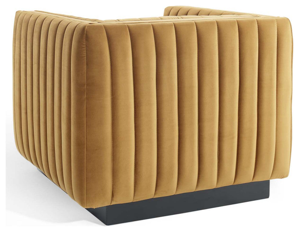Tufted Armchair Accent Chair, Velvet, Brown, Modern, Living Lounge Hospitality