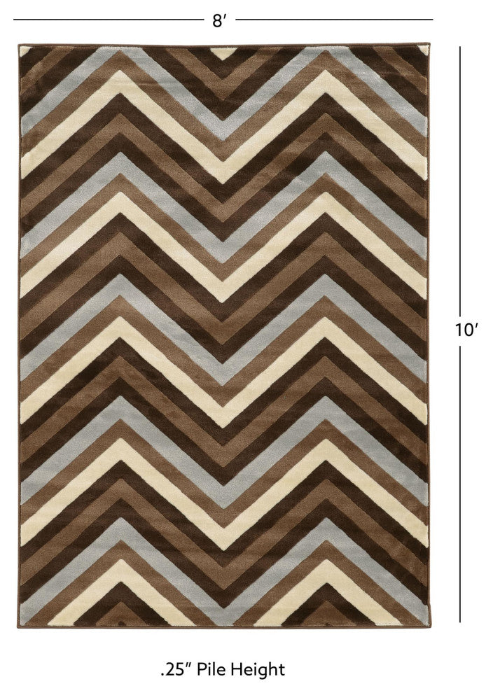 Linon Roma Chevron Power Loomed Polypropylene 8'x10' Rug in Gray Multi-Color