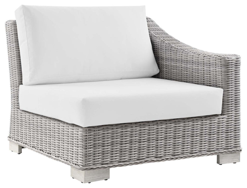 Outdoor Patio Wicker Rattan 9-Piece Sectional Sofa Furniture Set Gray White