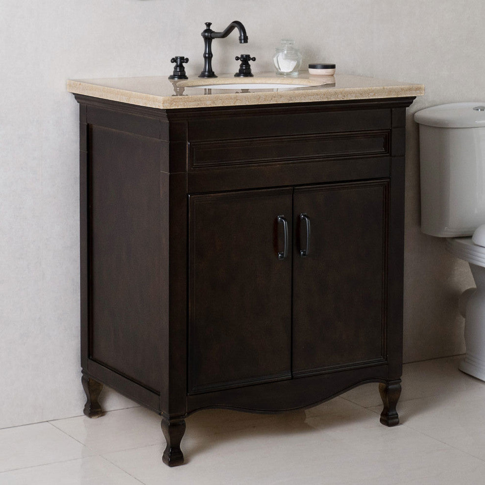 Westfield Single-Sink Vanity, Sable Walnut, 30", Beige Top