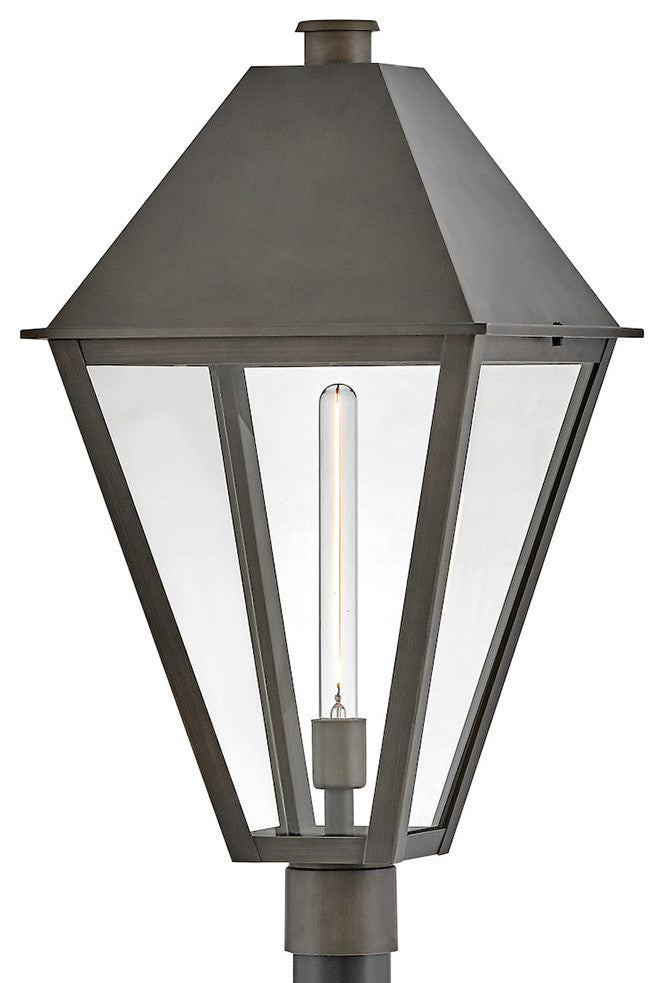 Hinkley Endsley Large Post Mount Lantern, Blackened Brass