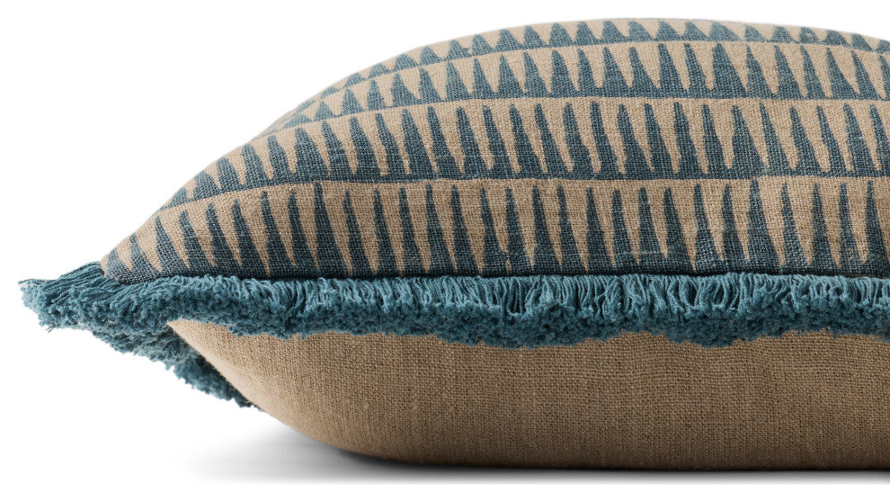 Loloi PLL0202 Natural / Blue 18'' x 18'' Cover WithPoly