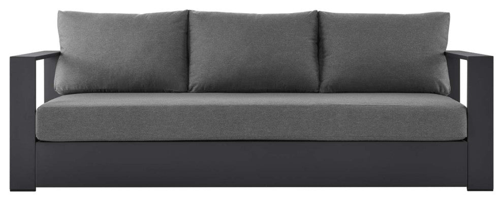 Lounge Sofa, Gray, Aluminum, Modern, Outdoor Patio Bistro Hospitality