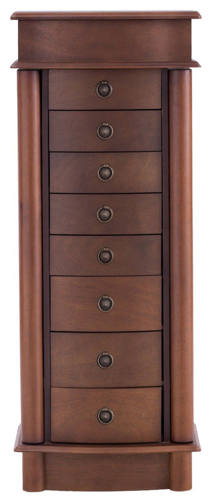 Wood Armoire Storage Chest Box Stand Jewelry Cabinet