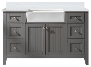 The Alpine Bathroom Vanity, Gray, 54", Single Sink, Freestanding