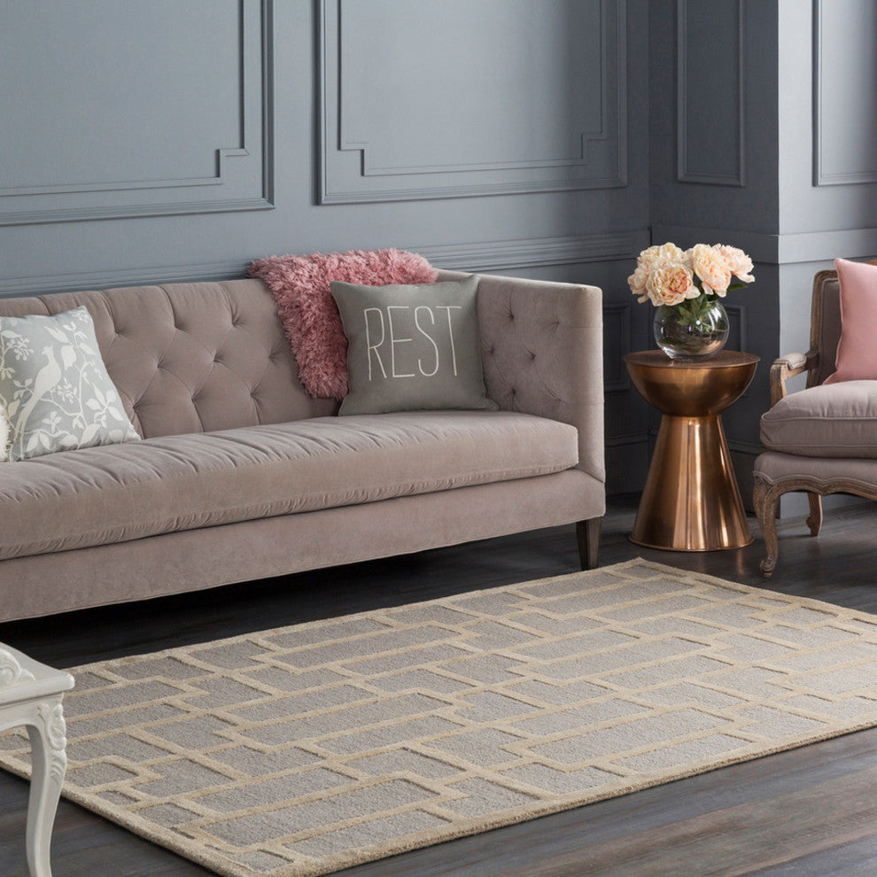 Arise Modern Light Gray, Khaki Area Rug, 4'x6'