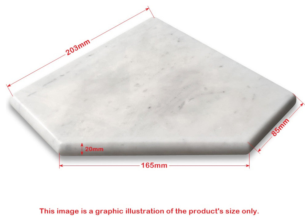 Carrara White Marble 8" Diamond Shower Corner Shelf Soap Dish Bullnose, 1 piece