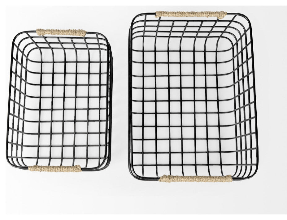 Set of Two Black Metal Baskets
