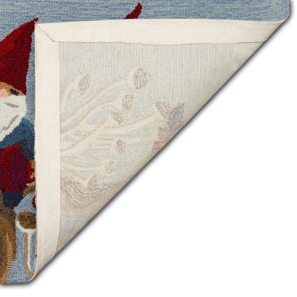 Frontporch Welcome Gnome Indoor/Outdoor Rug Blue 2'x3'