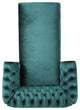 Phyllis Modern Glam Chesterfield Chaise Lounge, Teal, Dark Brown