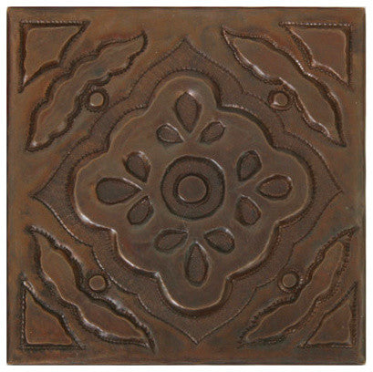 Floral Mosaic Design Copper Tile