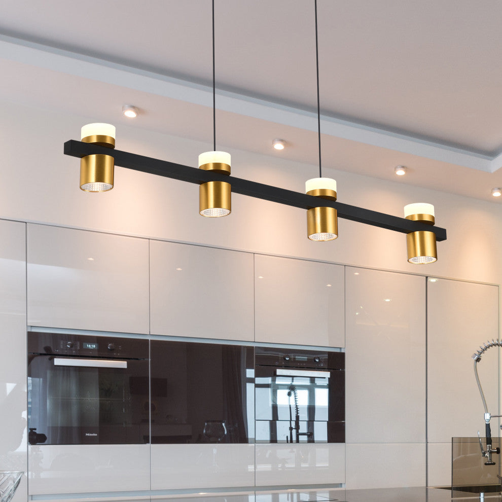 Ferro 34" ETL Certified Integrated LED Height Adjustable Chandelier, Black