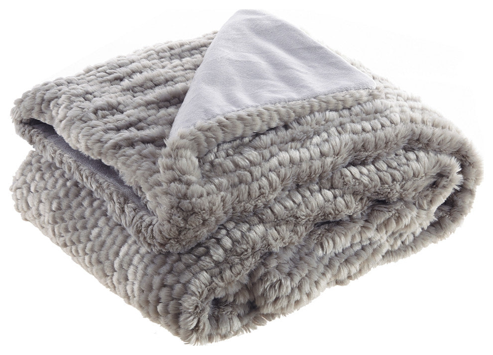 Inspired Home Harmonie Throw Extra Soft, Silk Touch, Acrylic 50"x60", Gray