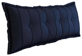 Button Tufted Body Positioning Pillow Headboard Cushion Dark Blue, 54x20x3 Inches