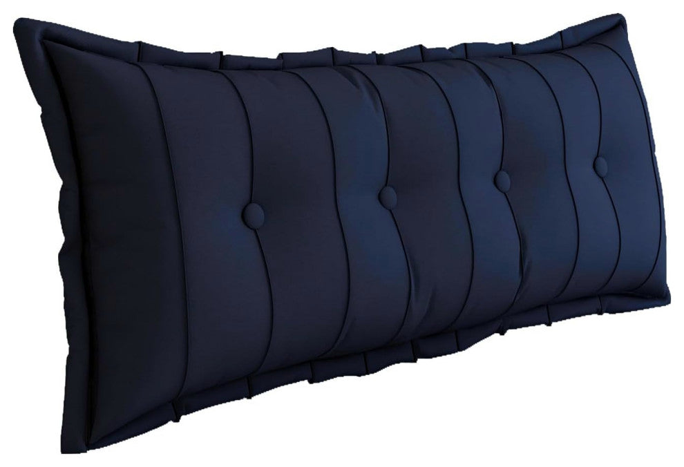 Button Tufted Body Positioning Pillow Headboard Cushion Dark Blue, 54x20x3 Inches