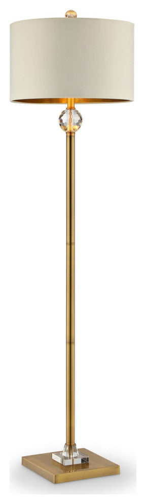 Benzara BM240877 Floor Lamp With Crystal Orb and Metal Stalk Support, Gold