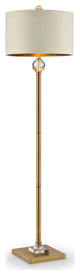Benzara BM240877 Floor Lamp With Crystal Orb and Metal Stalk Support, Gold