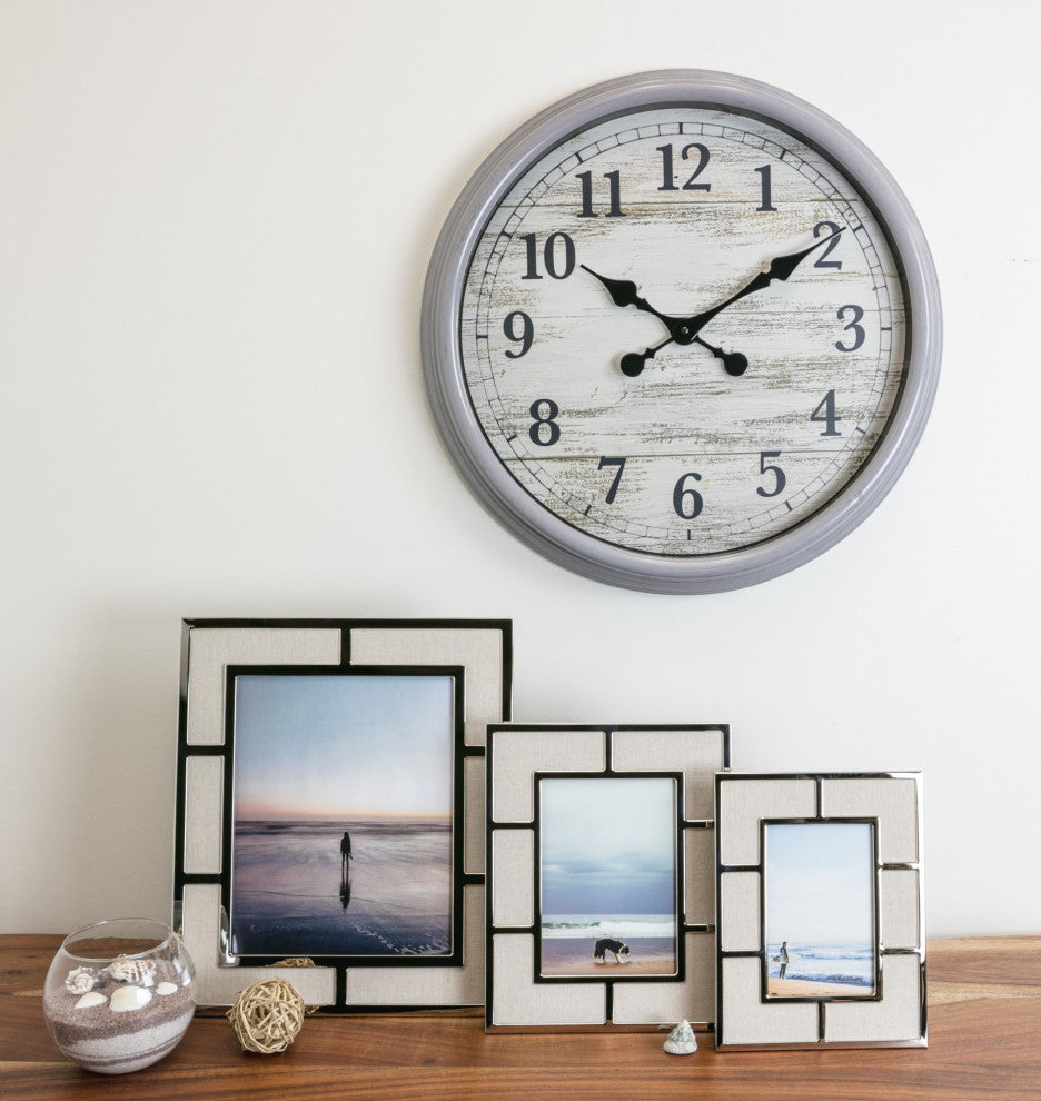 Kiera Grace Mallory Decorative Round Wall Clock, 20"Hx20"Wx2"D, Weathered Gr