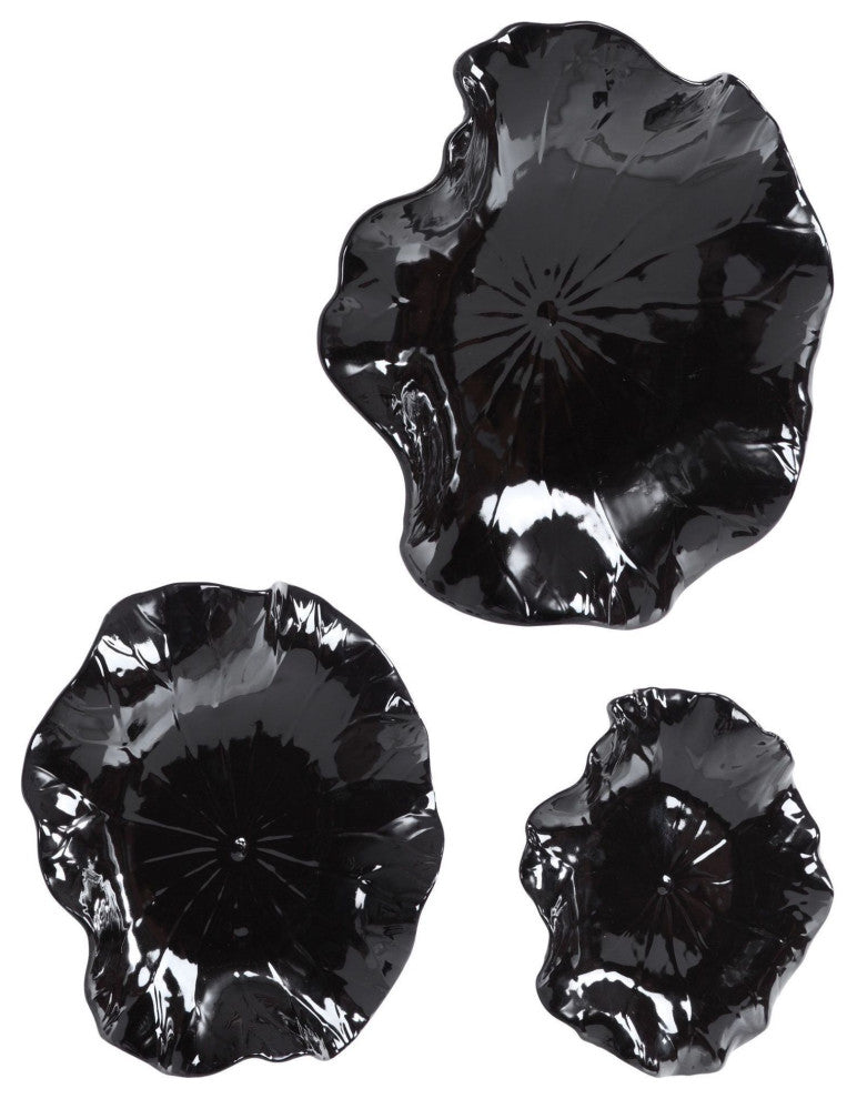 Uttermost 042-ABELLA Abella Ceramic Flower Trio Wall and Table - Forest Green