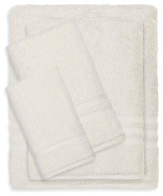 Denzi 4-Piece Towel Combination Set With Monogrammed Letter, G, Cream