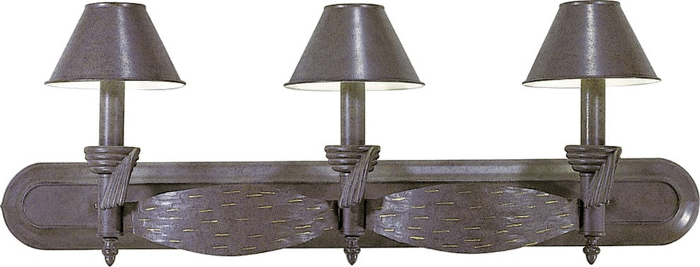 3-Light Prairie Rock and Gold Bath and Vanity