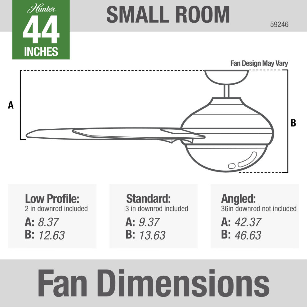 Hunter Fan Company 44" Dempsey Fresh White Ceiling Fan With Light/Remote