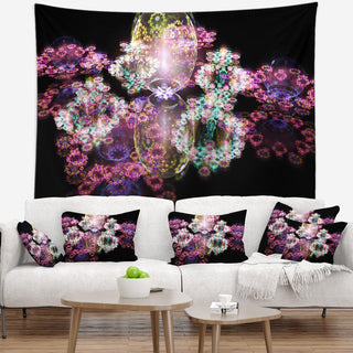 Pink Water Drops on Mirror Abstract Wall Tapestry, 39"x32"