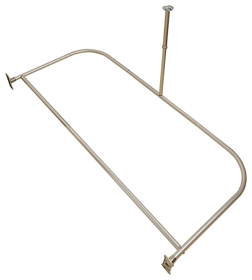 Utopia Alley Rustproof Aluminum D-shape Shower Rod 60inch by 25inch, Brushed Nic