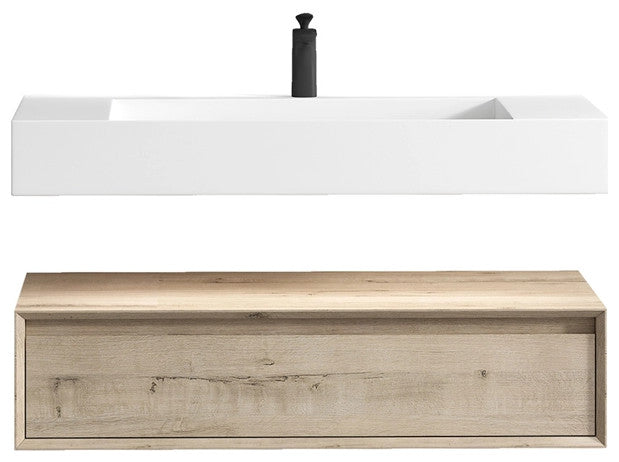 Alysa 36'' Floating Vanity, Acrylic Sink, White Oak