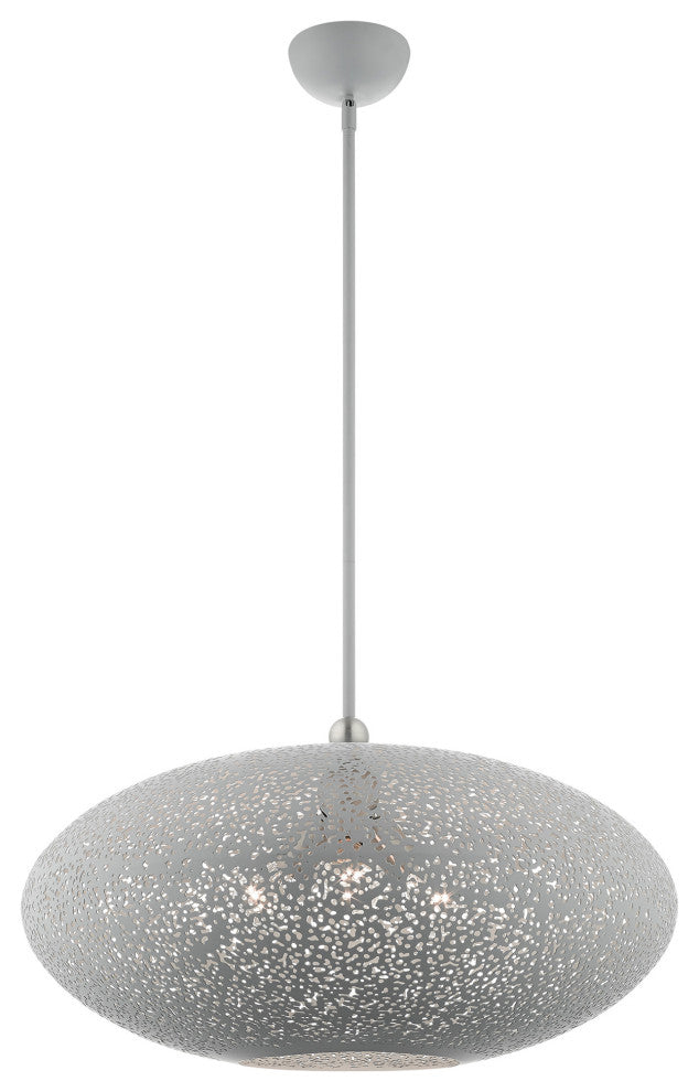 Livex Lighting Charlton 3 Light Nordic Gray, Brushed Nickel Accents XL Pendant