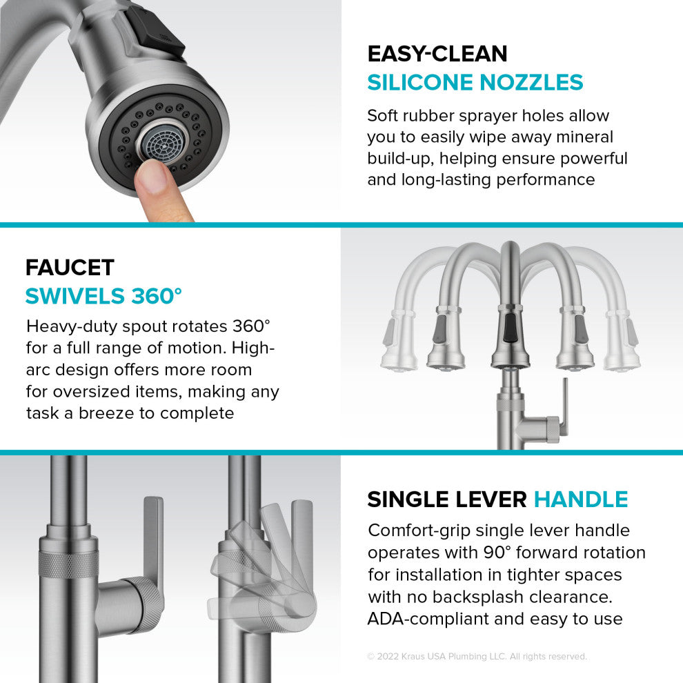 Sellette Pull-Down Kitchen Faucet, Spot Free Black Stainless, Model Kpf-4102sfsb