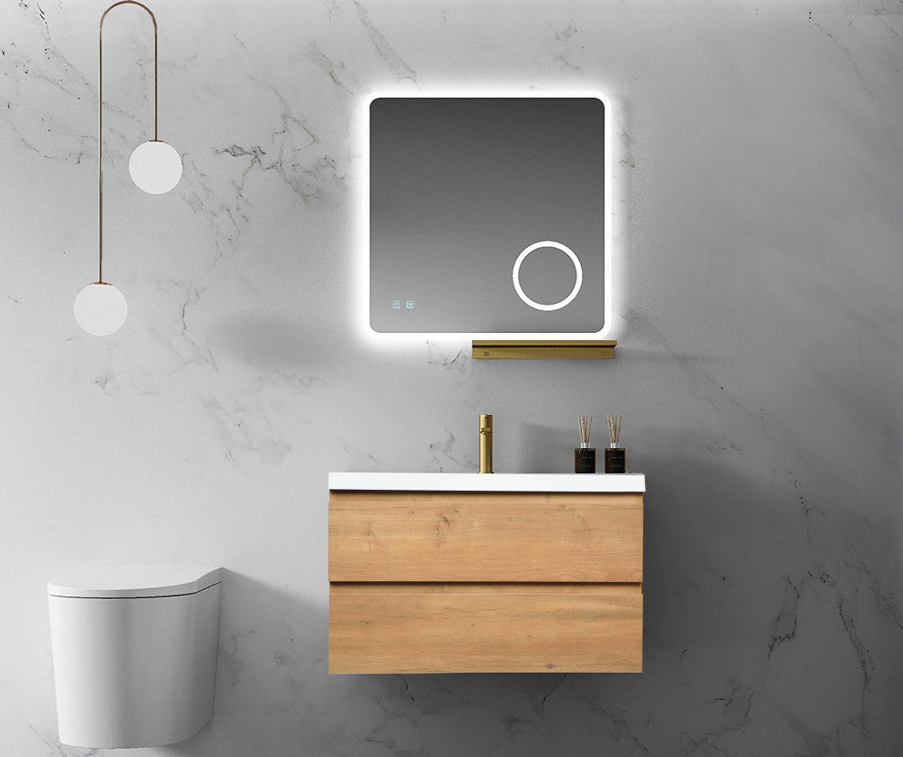 ConceptBaths 36" Angela Wall-Mount Bath Vanity, Natural Oak