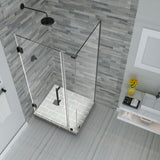 Bromley 36.25"-37.25"x36.375"x72" Frameless Corner Hinged Shower Enclosure