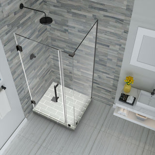 Bromley 36.25"-37.25"x36.375"x72" Frameless Corner Hinged Shower Enclosure