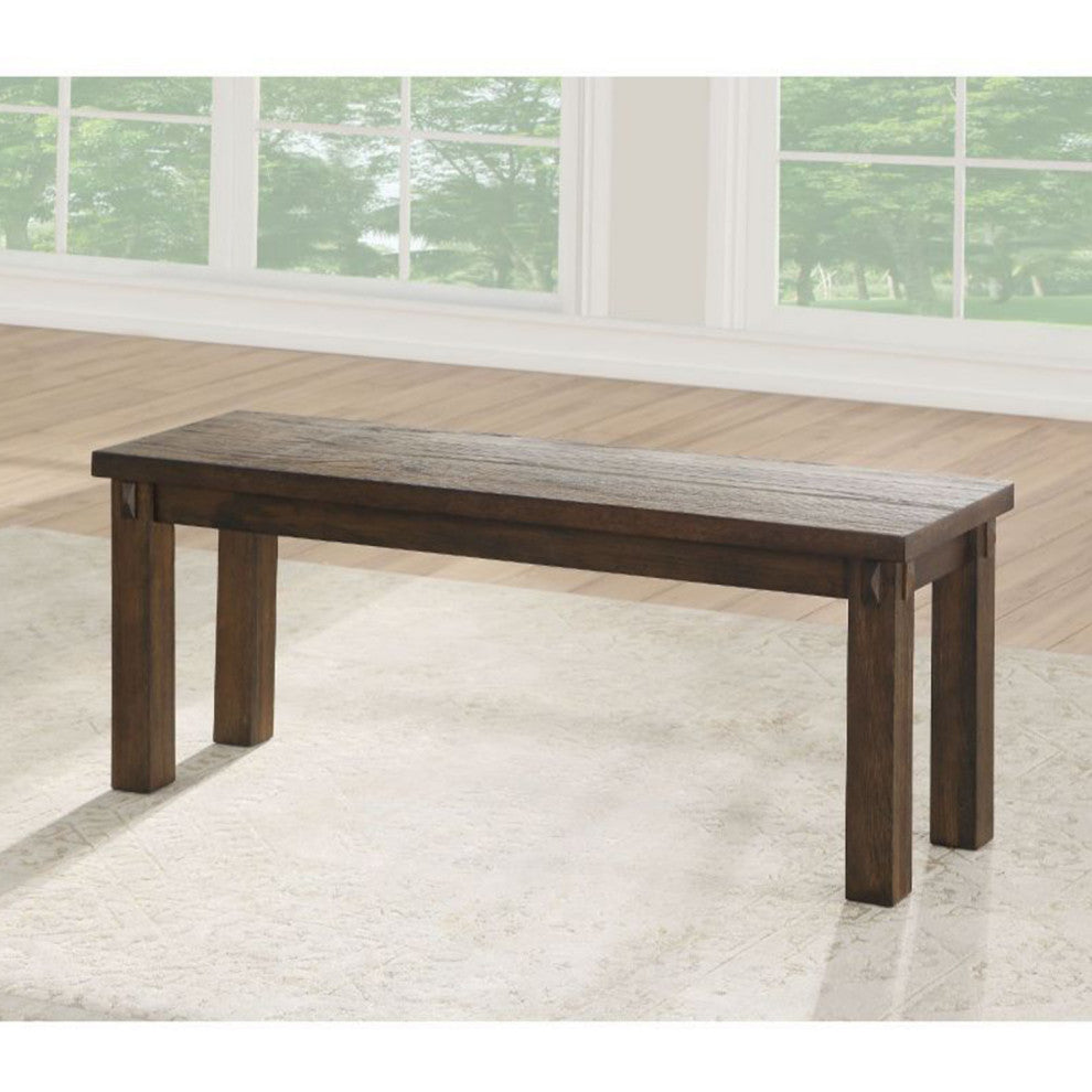 Wood Dining Bench, Dark Oak Finish