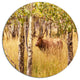 Deer In Thick Forest Grassland, Landscape Large Disc Metal Artwork, 23"